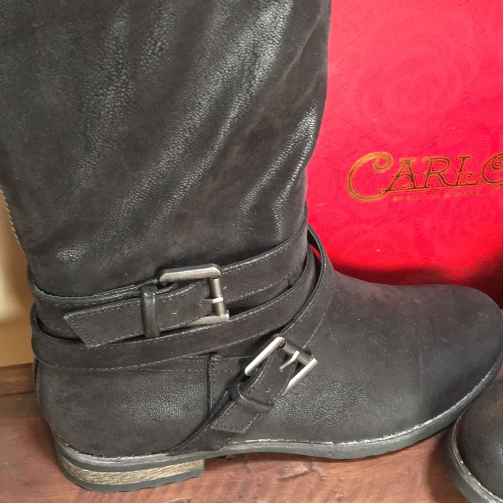 Carlos Black Over-the-Knee Buckle Boots #3026 - Picture 2 of 8